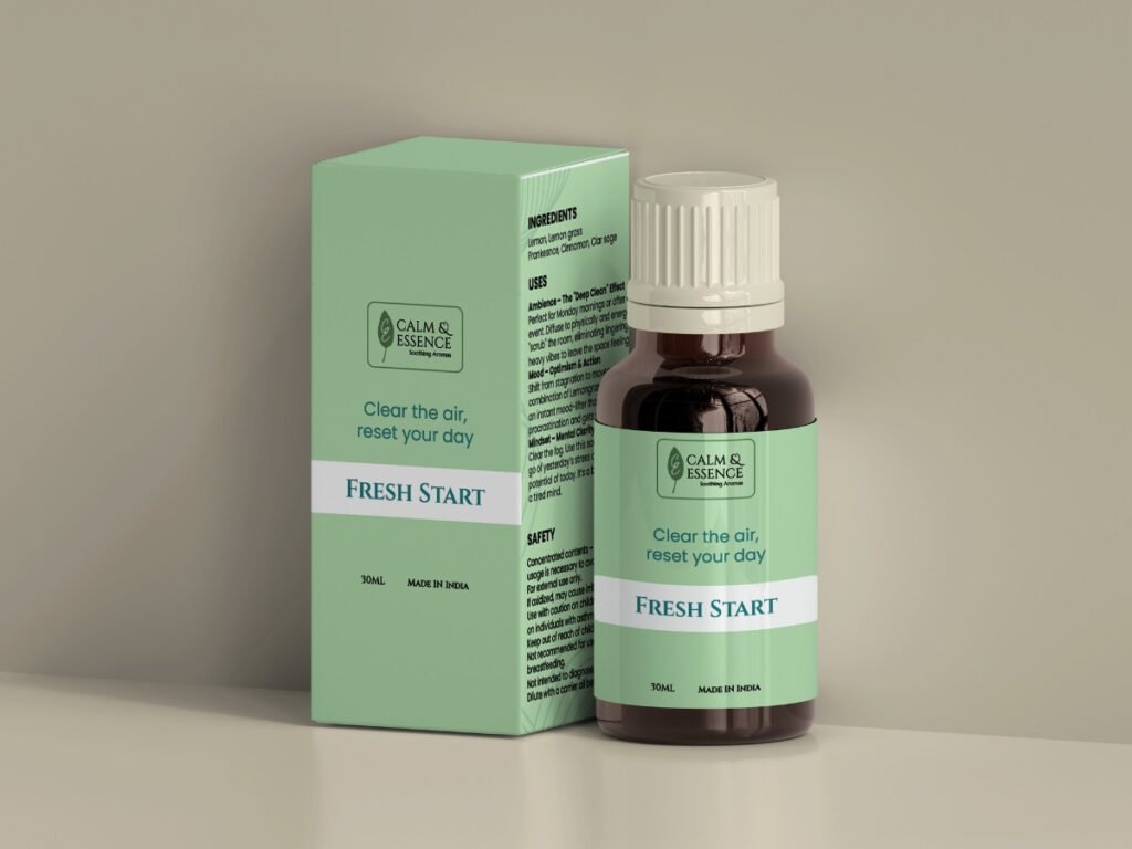 Fresh Start essential oil with green gift box. Read reviews for Fresh Start oils for energy cleansing.
